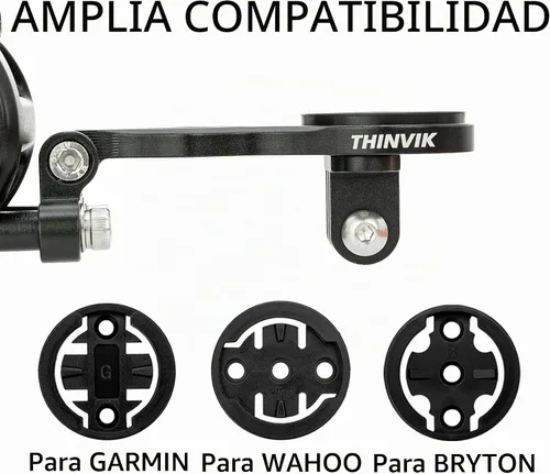 Vista 3 de Thinvik Montaje extendido exterior y soporte para computadora de bicicleta para Garmin Wahoo Bryton Series, montaje combinado de ángulo ajustable