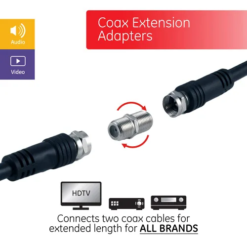 Vista 3 de GE 23203 cable de extensión adaptador conecta dos coaxiales de video gris