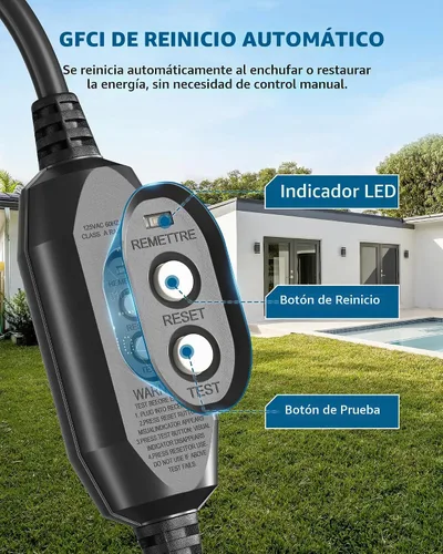 Vista 4 de DEWENWILS Cable de Extensión GFCI Automático de 3 Pies para Exteriores, Cable de Extensión SJTW 12/3 de Servicio Pesado, Cable de Alimentación