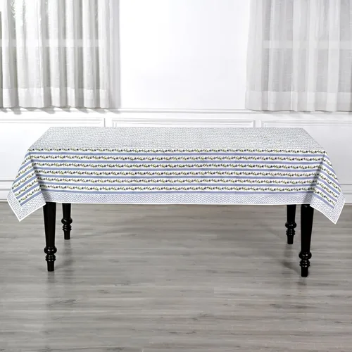 Vista 341 de Ridhi Mantel cuadrado con estampado de bloques de mano de caléndula ámbar