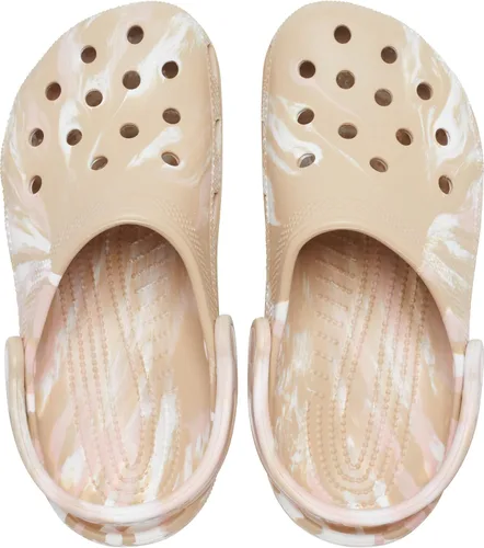 Vista 2 de Crocs - Zueco clásico unisex teñido con efecto mármol, Chai/rosa, talla 12 de EE. UU. para hombre