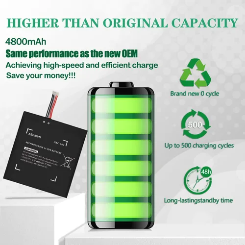Vista 5 de ASDAWN 4800mAh HAC-003 Battery Replacement for Nintendo Switch 2017 Game Console Handhold HAC-001 Internal, Upgraded Capacity Battery for Nintendo