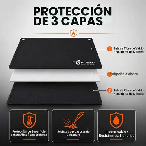 Vista 4 de FLASLD Protector de llama magnético para soldar y soldar con autógena, escudo térmico de alta temperatura de 18 x 18 pulgadas, alfombrilla