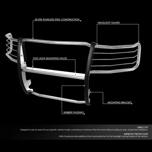 Vista 2 de DNA MOTORING GRILL-G-074-SS Protector de Parrilla de Parachoques Delantero de Acero Inoxidable Compatible con Silverado 1500 07-13