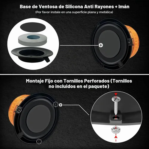Vista 5 de Paquete de 1 luz estroboscópica ámbar, LED recargable, base