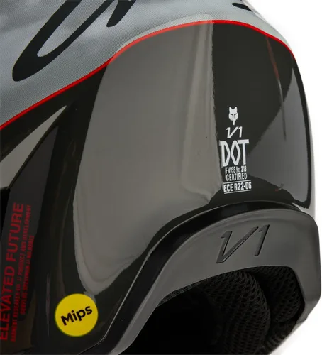 Vista 6 de Fox Racing Casco unisex para motocross V1, gris/rojo, talla XXL