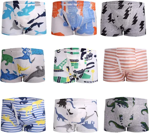 Vista 2 de Fenhant - Calzoncillos de algodón suave para niños pequeños o bebés, diseño de dinosaurio, paquete con 6, 8 o 9