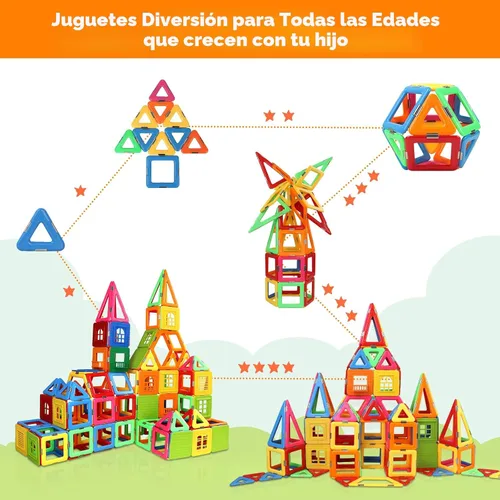 Vista 6 de Coodoo Bloques Magnéticos Mejorados Tough Tiles Juguetes STEM para Niños y Niñas de 3+ Años Aprendizaje Jugando para Niños Pequeños, Compatible