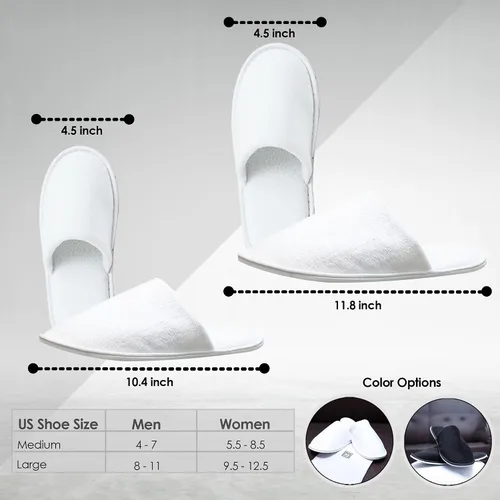 Vista 4 de Modlux Pantuflas de spa, 12 pares de pantuflas desechables de terciopelo de algodón con punta cerrada para invitados, baño, dormitorio, hotel, casa