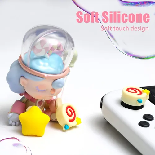 Vista 12 de Tapas de agarre para el pulgar, bonitos agarres para Nintendo Switch, funda de silicona suave compatible con Nintendo Switch/Switch OLED/Switch Rosa