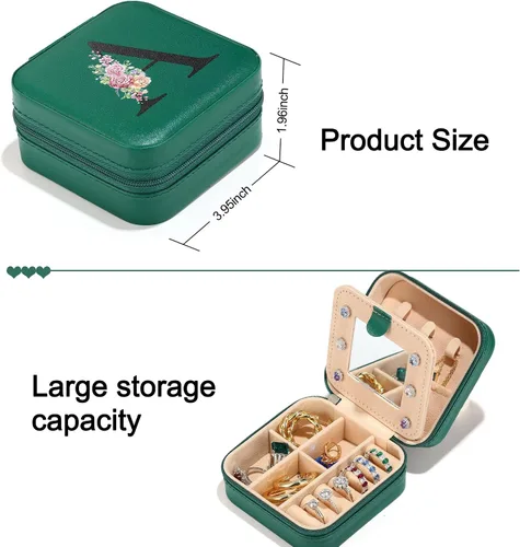 Vista 5 de Parima Joyero de viaje pequeño organizador de joyero, soporte para joyas, collar, anillo y aretes, caja de viaje, esencial, regalo de cumpleaños