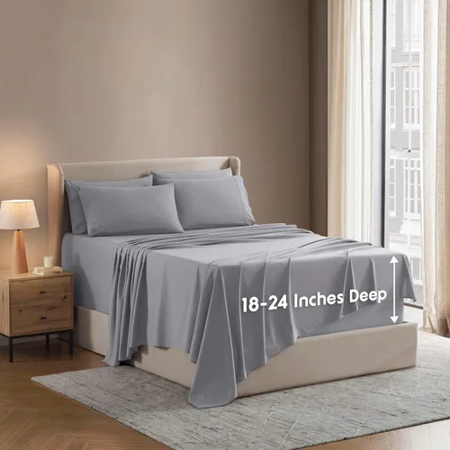 Vista 44 de Nestl - Juego de sábanas de bolsillo extraprofundo y de microfibra suave, 7 piezas, sábanas y fundas de almohada resistentes a la decoloración