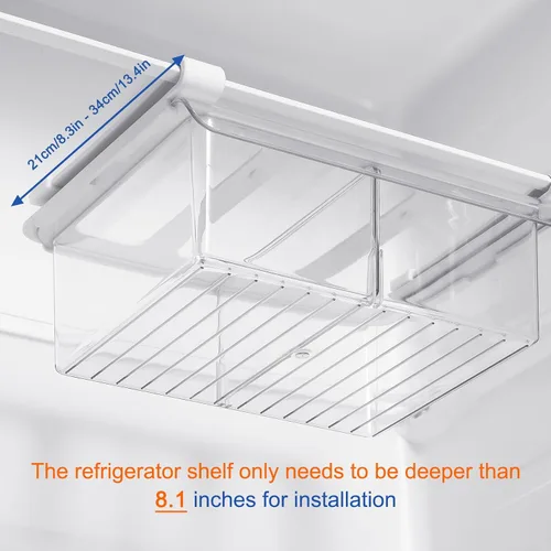 Vista 6 de Organizador extraíble de cajones para refrigerador, contenedores de almacenamiento debajo del estante para organización de refrigerador para frutas