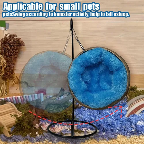 Vista 2 de Fhiny Hamaca escondida de hámster de coco, casa de cama de cáscara de coco cruda natural con almohadilla cálida, decoración de hábitat de animales