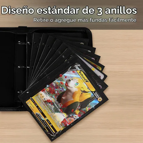 Vista 4 de Carpeta de tarjetas Jumbo para tarjetas Jumbo de Pokémon, iofeiwak® Carpeta de tarjetas extragrande de 2 bolsillos con 3 anillos - Contiene 80