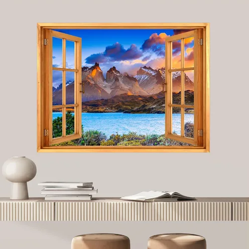 Vista 14 de SIGNWIN Adhesivo mural removible para pared, atardecer cielo naranja, otoño, bosque, árbol, paisaje, naturaleza, arte fino, rústico, paisaje