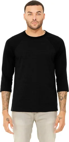 Vista 5 de Bella + Canvas - Camiseta de béisbol unisex con manga 3/4 (3200) DEEP HTHR/NEGRO Blanco/Negro