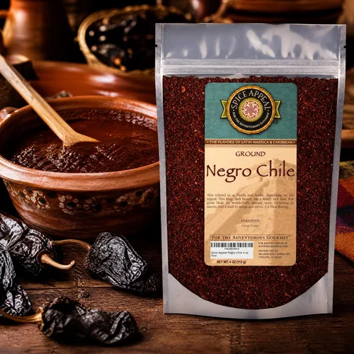 Vista 2 de Spice Appeal Polvo de Chile Ground Negro, sabor auténtico, bolsa de 4 onzas Bolsa resellable para topos, salsas y adobos complejos