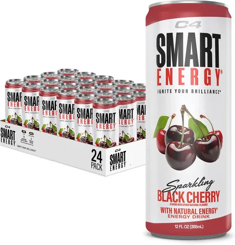 Vista 2 de C4 Smart Energy Drink - Combustible de rendimiento sin azúcar y estimulador cerebral nootrópico, sustituto del café o alternativo, cereza negra, 12