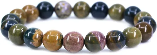 Vista 9 de Amandastone Pulsera elástica de cuentas redondas de 0.394 in con piedras preciosas naturales de 7 pulgadas Bloodstone africano