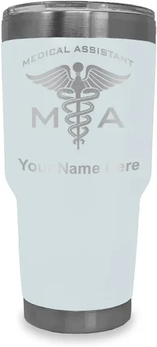Vista 13 de LaserGram Taza aislada al vacío de 20 onzas, asistente médico MA, grabado personalizado incluido (negro)