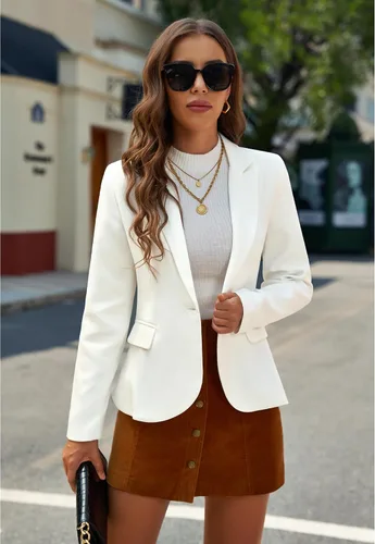 Vista 6 de LookbookStore - Saco formal de traje tipo blazer para mujer, con solapa y muesca en el bolsillo