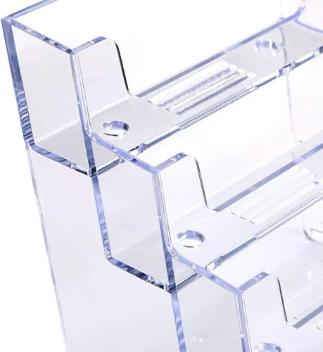 Vista 3 de FTOF - Soporte acrílico para tarjetas de visita con 3 bolsillos, soporte transparente para encimera, oficina, negocios, organizador de acrílico