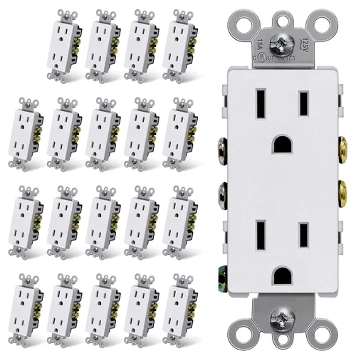 Vista 16 de CML - Toma de corriente decorativa de 15 amperios, paquete de 20 tomas de corriente estándar con placa de pared sin tornillos, resistente a