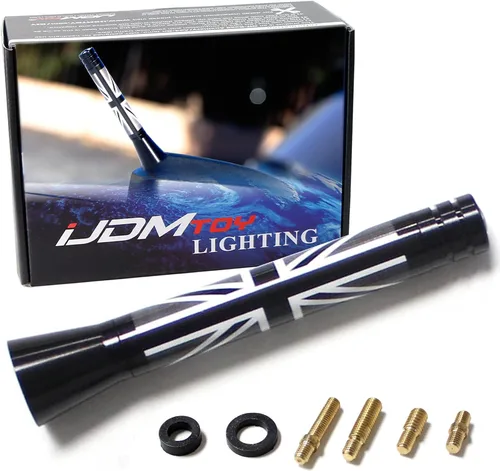 Vista 8 de iJDMTOY Antena corta a cuadros de 3 pulgadas con tema de tablero de ajedrez blanco/negro compatible con Mini Cooper (todos los modelos) y más otros