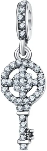 Vista 2 de awaFanee Colgantes de plata 9 piezas cuentas diamantes de imitación CZ encantos europeos aptos Pandora pulsera plateada, Metal, Circonita Cúbica