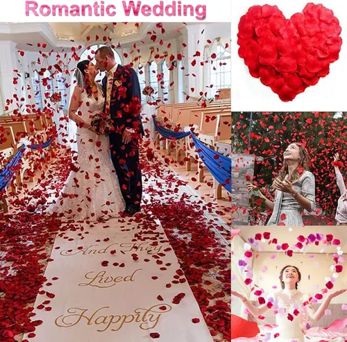 Vista 5 de 1000 pétalos de rosa falsos para noche romántica, creación de ambiente festivo romántico, para propuesta de matrimonio, boda, día de San Valentín