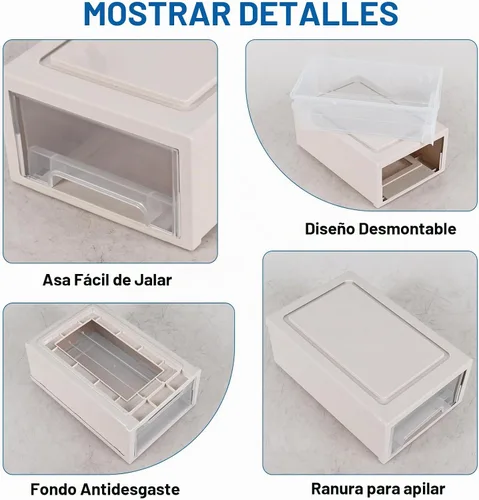 Vista 4 de Cajonera apilable de plástico de 6 cuartos de galón, 3 paquetes