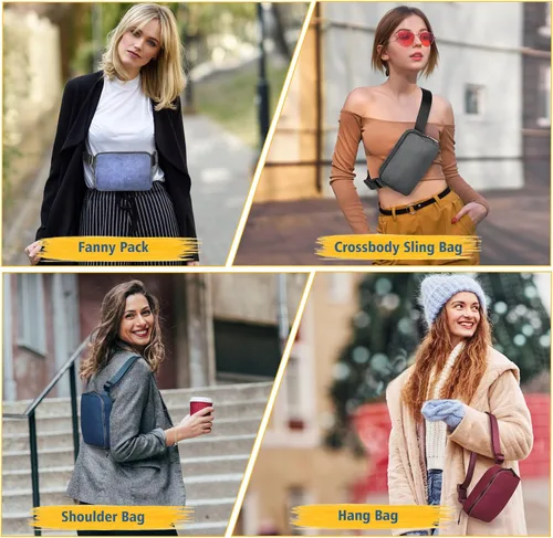 Vista 7 de Crossbody Fanny Pack for Women Men:Small Runners Belt Bag with Adjustable Strap - Water Resistant Fashion Bum Bag, Mini Waist Bag for Running Travel