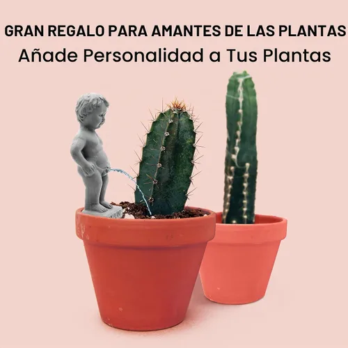 Vista 3 de NPW Plant Life Pee My Plants, Estaca de riego automático Peeing Boy, estatua de jardín de spitter, característica de agua, cerámica, regalo