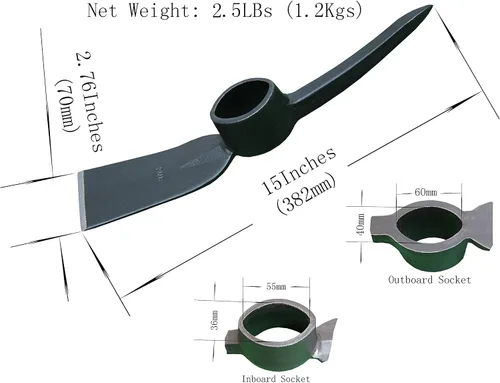 Vista 2 de Púa de mattock forjada resistente, cabeza de pico poderosa, azada Mattock Pick 2.5LB