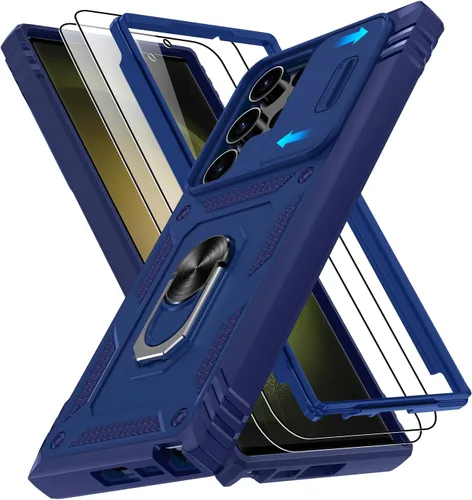 Vista 123 de Gritup Funda para Google Pixel 6 con cubierta deslizante para cámara y protector de pantalla (2 unidades), soporte de anillo giratorio 360°, funda