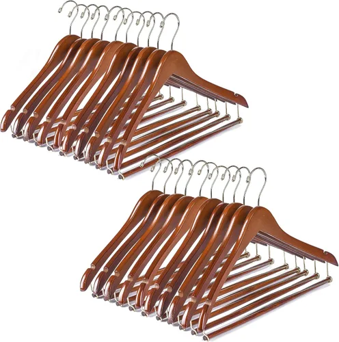 Vista 10 de Quality Hangers Perchas de madera hermosas y resistentes para trajes, perchas curvadas ideales para viajeros, perchas resistentes con barra