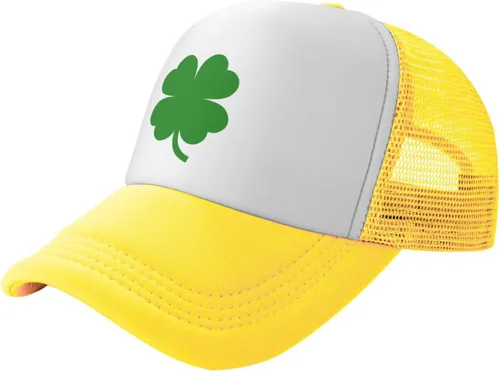 Vista 2 de Sombrero de camionero de trébol de cuatro hojas para el día de San Patricio, unisex, gorra ajustable para hombres y mujeres, gorras de pesca clásicas