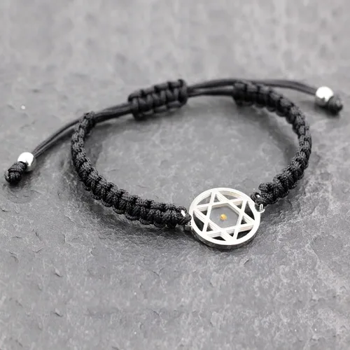 Vista 3 de Uloveido Pulsera de cuerda trenzada tejida con semillas de mostaza, inspiradora, hecha a mano, pulsera cristiana ajustable, regalo de fe Negro