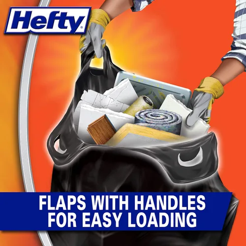 Vista 2 de Hefty Load & Carry - Bolsas de basura grandes para contratistas resistentes, 42 galones, 26