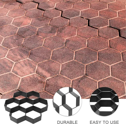 Vista 7 de Vaguelly Herramientas de hormigón, 2 piezas, moldes de formas de hormigón, pavimentadora de hexágonos, reutilizable, bricolaje, pasarela, pavimento