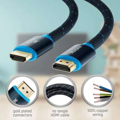 Vista 7 de Maximm Cable HDMI 4K de 1.5 pies, paquete de 10, trenzado, 18 Gbps, chapado