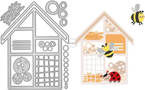 Vista 4 de DzIxY Casas Troqueles de corte de metal para kit de fabricación de tarjetas, troquelados de papel en relieve, plantillas de máquina de álbumes