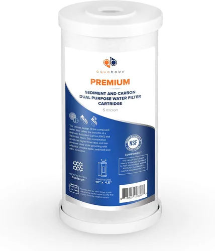 Vista 8 de Aquaboon Cartucho de repuesto de filtro de agua para toda la casa, 5 micrones, 10 x 4.5 pulgadas, filtro de agua de carbono y sedimentos de alta