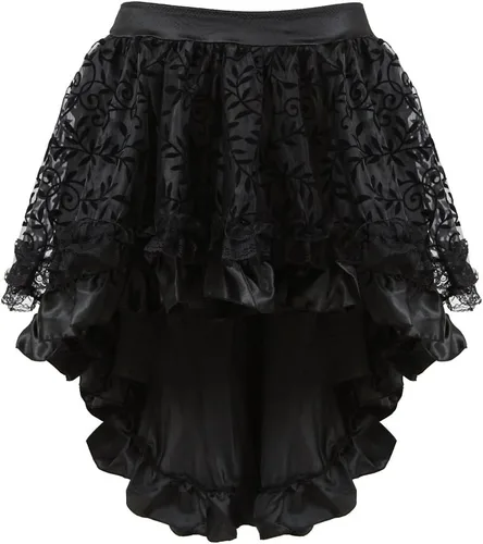 Vista 2 de frawirshau - Vestido de corsé de encaje para mujer, estilo Burlesque, disfraz steampunk para Halloween