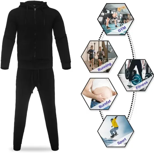 Vista 6 de Conjunto deportivo de forro polar con capucha para hombre, 2 piezas, conjunto casual para correr