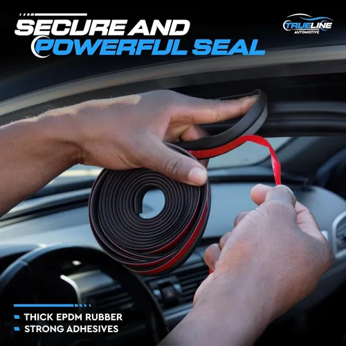 Vista 3 de TRUE LINE Automotive Tira para Parabrisas Delantero de Automóvil de 13 Pies - Tira de Goma Selladora para Clima de Ventana y Puerta - Kit de Moldura