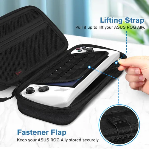 Vista 4 de Fintie Case for ASUS ROG Ally X 2024 ROG Ally 2023, Shockproof Protective Cover Hard Shell with Inner Pocket & 14 Game Card Slots for ASUS ROG Ally