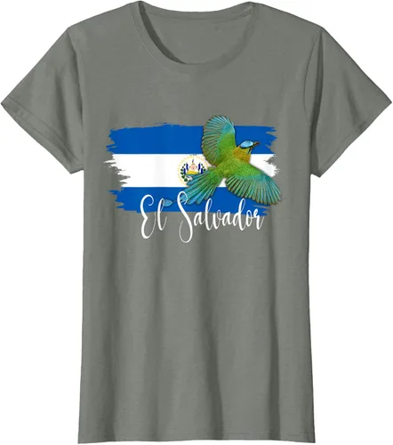 Vista 15 de Camiseta con la bandera de El Salvador, mapa de El Salvador, camiseta de Salvador para mujer, Negro