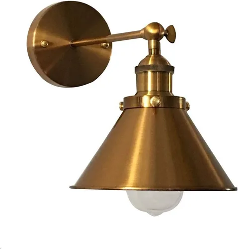 Vista 9 de LITFAD Paquete de 2 lámparas de pared ajustables con acabado de latón, 1 lámpara de pared industrial retro de 7.2 pulgadas con pantalla de cono